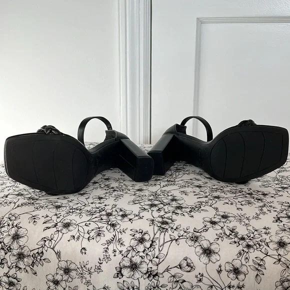 Nine West Allha3 Braided Block Heel Dress Sandal with Ankle Strap - Black Size 8 - Picture 4 of 4